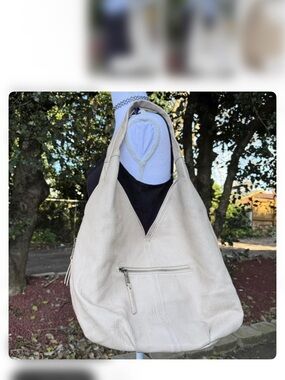 Antik Kraft Cream Leather Hobo Bag - Neutral Elegant Tote